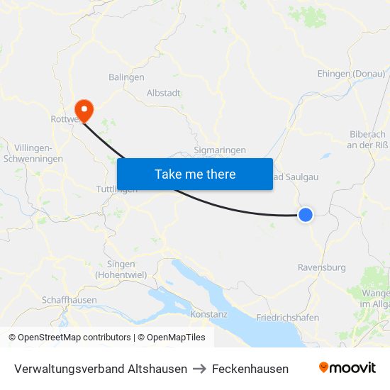 Verwaltungsverband Altshausen to Feckenhausen map