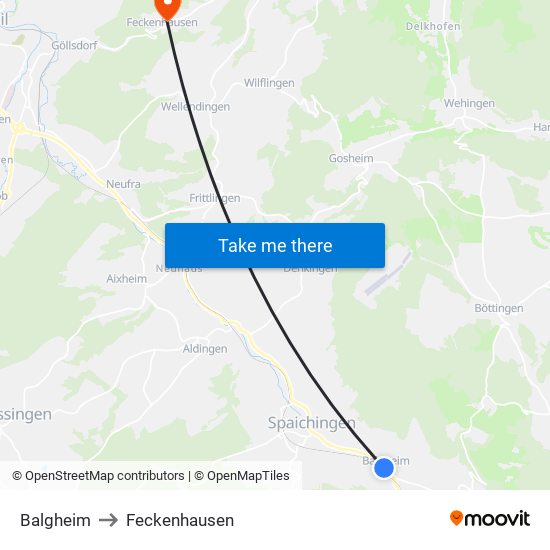 Balgheim to Feckenhausen map