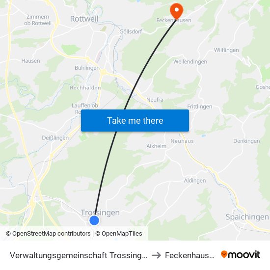Verwaltungsgemeinschaft Trossingen to Feckenhausen map