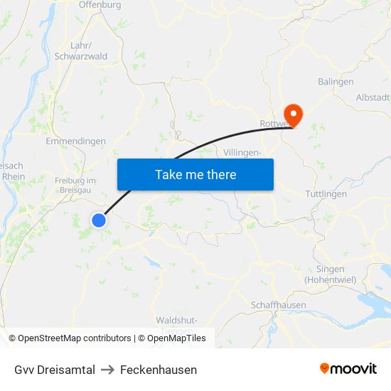 Gvv Dreisamtal to Feckenhausen map