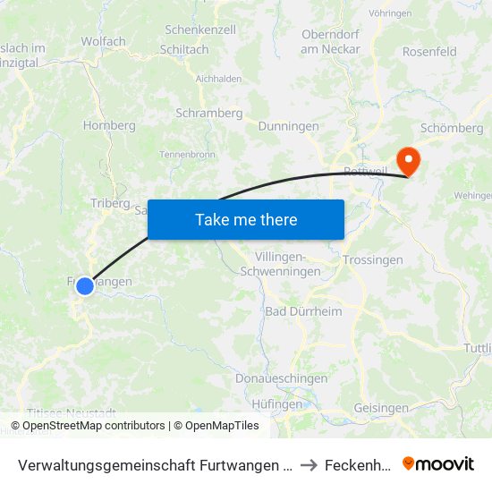 Verwaltungsgemeinschaft Furtwangen Im Schwarzwald to Feckenhausen map