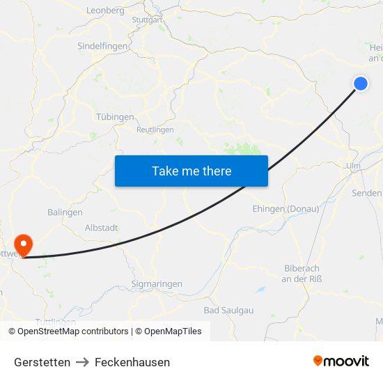 Gerstetten to Feckenhausen map