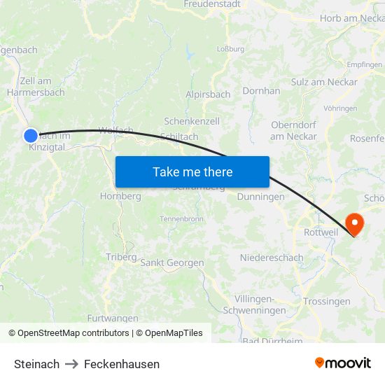 Steinach to Feckenhausen map