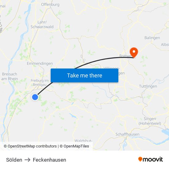 Sölden to Feckenhausen map