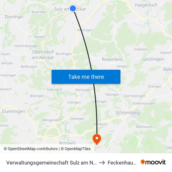 Verwaltungsgemeinschaft Sulz am Neckar to Feckenhausen map