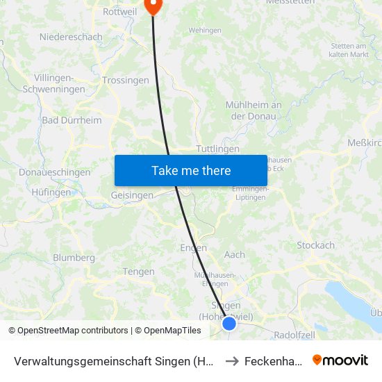 Verwaltungsgemeinschaft Singen (Hohentwiel) to Feckenhausen map