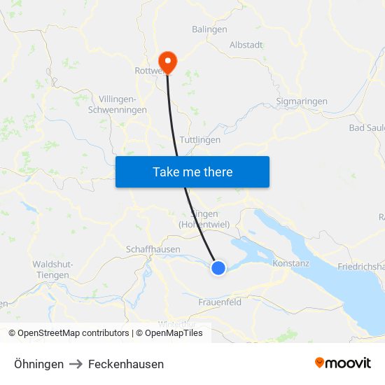 Öhningen to Feckenhausen map