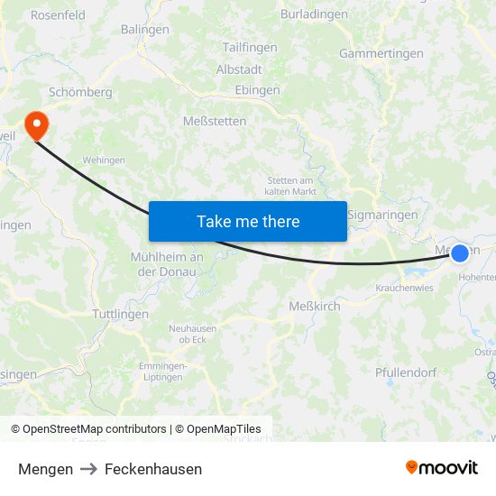 Mengen to Feckenhausen map