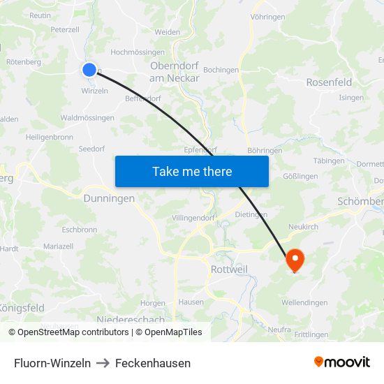 Fluorn-Winzeln to Feckenhausen map