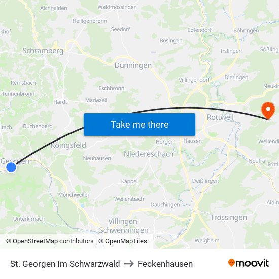 St. Georgen Im Schwarzwald to Feckenhausen map