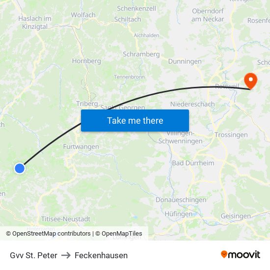 Gvv St. Peter to Feckenhausen map