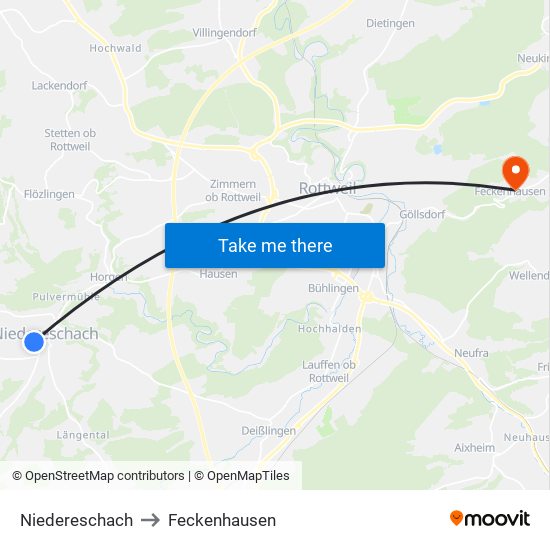 Niedereschach to Feckenhausen map