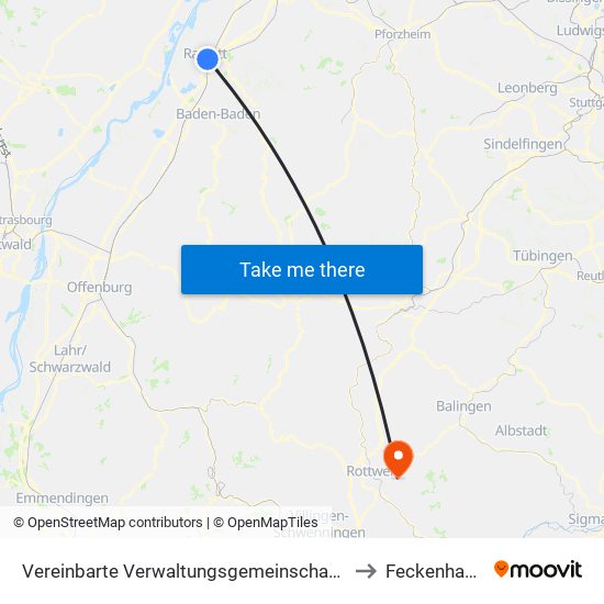 Vereinbarte Verwaltungsgemeinschaft Rastatt to Feckenhausen map