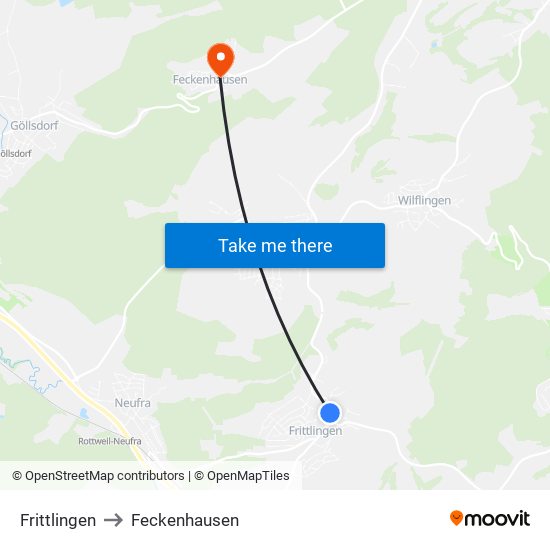 Frittlingen to Feckenhausen map