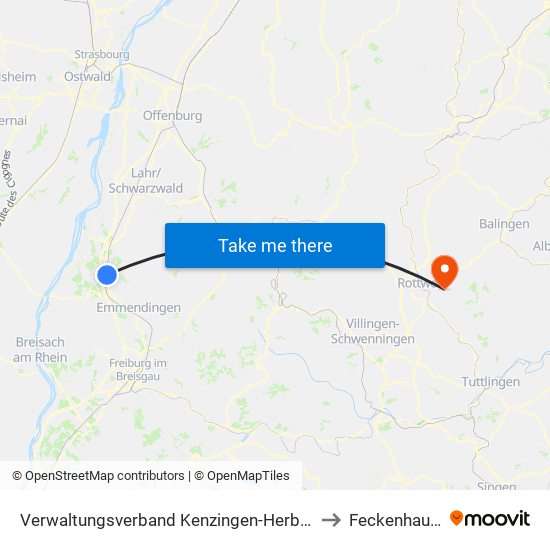 Verwaltungsverband Kenzingen-Herbolzheim to Feckenhausen map