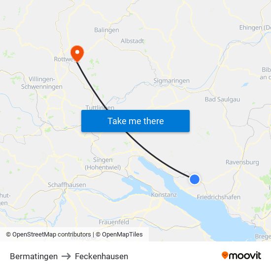 Bermatingen to Feckenhausen map