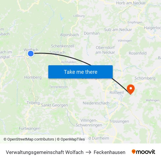 Verwaltungsgemeinschaft Wolfach to Feckenhausen map