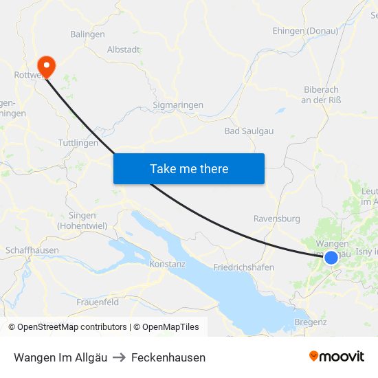 Wangen Im Allgäu to Feckenhausen map