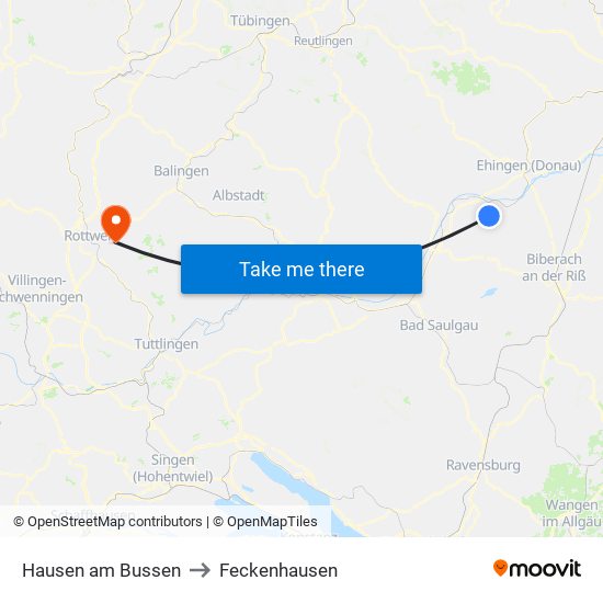 Hausen am Bussen to Feckenhausen map