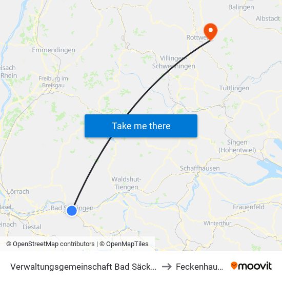 Verwaltungsgemeinschaft Bad Säckingen to Feckenhausen map