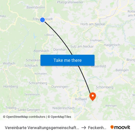 Vereinbarte Verwaltungsgemeinschaft Freudenstadt to Feckenhausen map