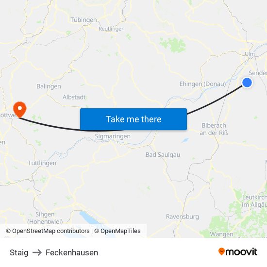 Staig to Feckenhausen map