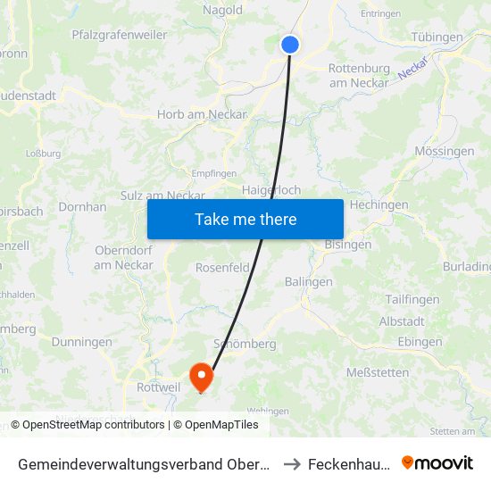 Gemeindeverwaltungsverband Oberes Gäu to Feckenhausen map