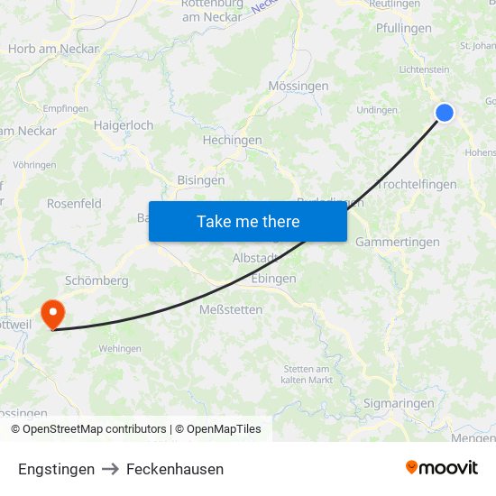 Engstingen to Feckenhausen map