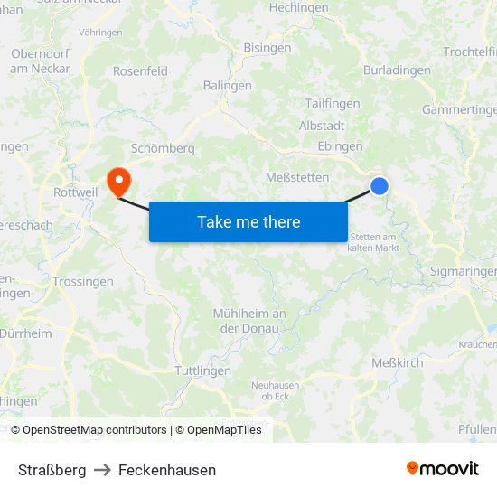 Straßberg to Feckenhausen map