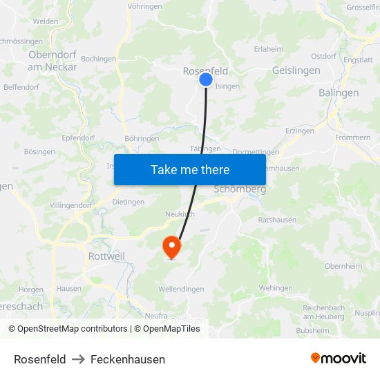 Rosenfeld to Feckenhausen map