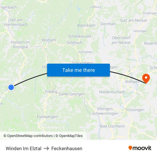 Winden Im Elztal to Feckenhausen map