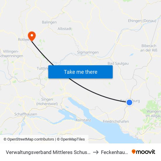 Verwaltungsverband Mittleres Schussental to Feckenhausen map