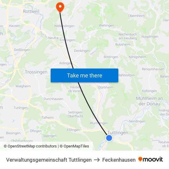 Verwaltungsgemeinschaft Tuttlingen to Feckenhausen map