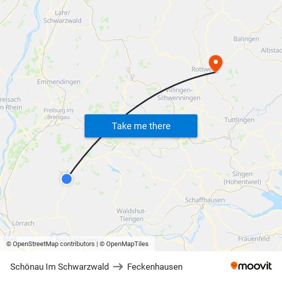 Schönau Im Schwarzwald to Feckenhausen map