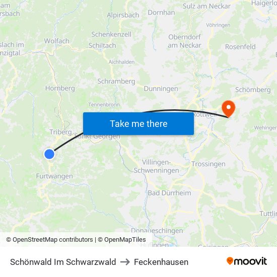 Schönwald Im Schwarzwald to Feckenhausen map