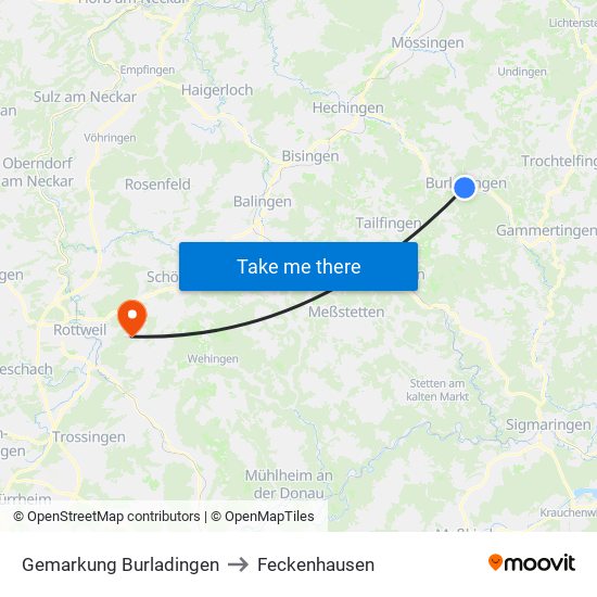 Gemarkung Burladingen to Feckenhausen map