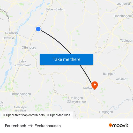 Fautenbach to Feckenhausen map