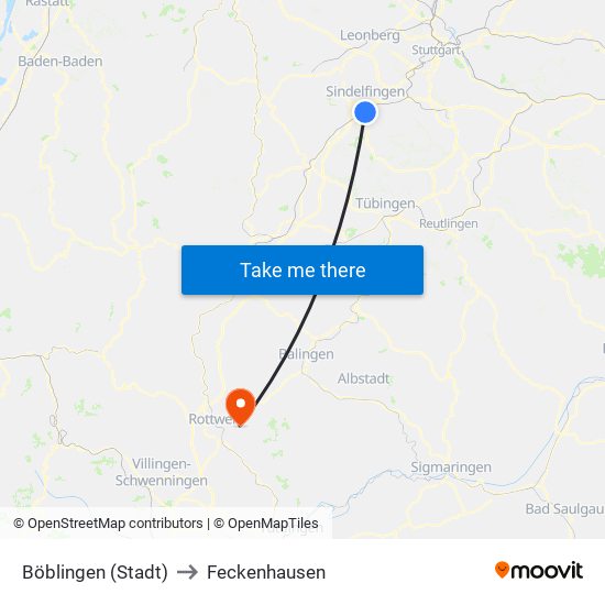 Böblingen (Stadt) to Feckenhausen map