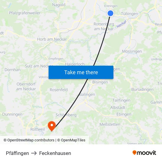 Pfäffingen to Feckenhausen map