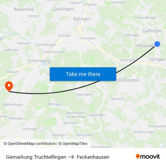 Gemarkung Truchtelfingen to Feckenhausen map