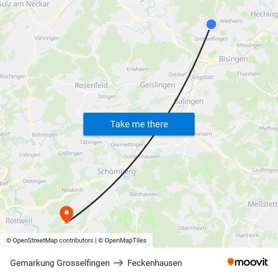 Gemarkung Grosselfingen to Feckenhausen map