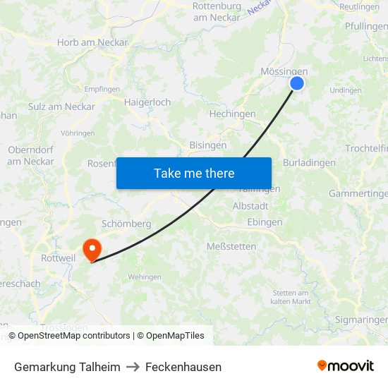 Gemarkung Talheim to Feckenhausen map