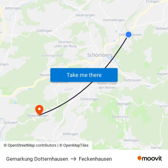 Gemarkung Dotternhausen to Feckenhausen map