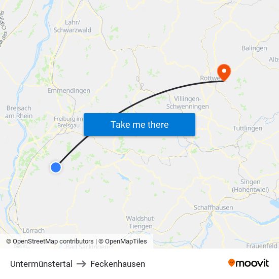 Untermünstertal to Feckenhausen map