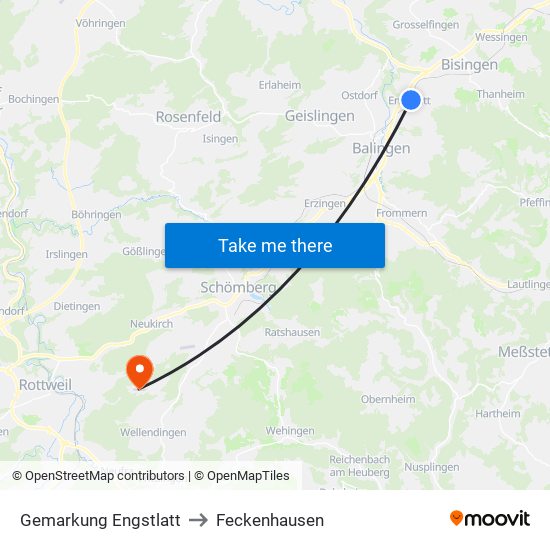 Gemarkung Engstlatt to Feckenhausen map