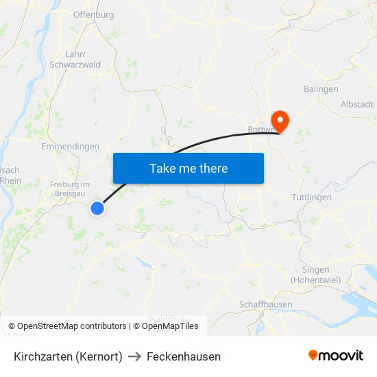 Kirchzarten (Kernort) to Feckenhausen map