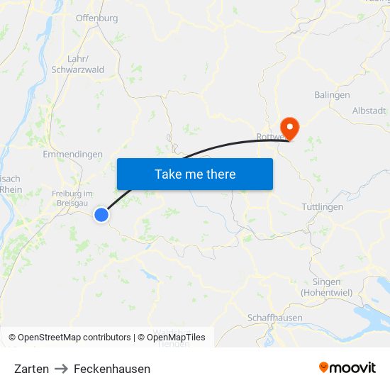 Zarten to Feckenhausen map
