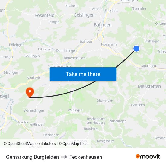 Gemarkung Burgfelden to Feckenhausen map