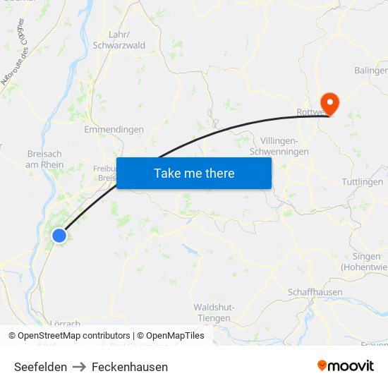 Seefelden to Feckenhausen map