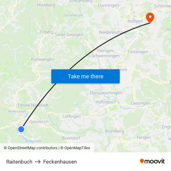 Raitenbuch to Feckenhausen map